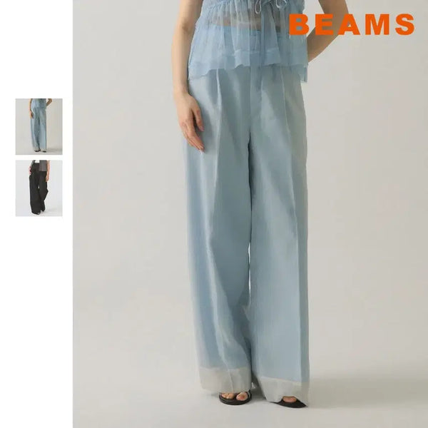 [BUNJANG] Ray BEAMS Sheer Layered One-Tuck Pants / 빔즈 레이 시어 레이어드 원턱 팬츠