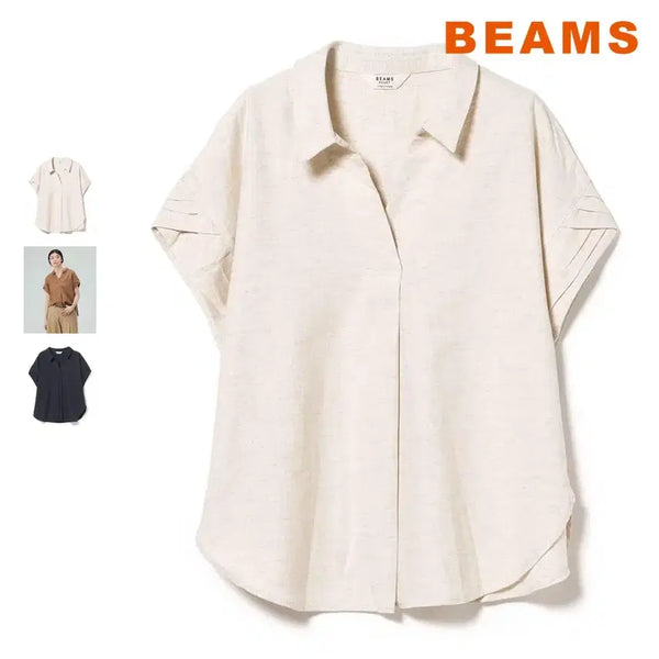 [BUNJANG] BEAMS Heart Sleeve Design Skipper Linen-like Shirt / 빔즈 하트 소매 디자인 스키퍼 리넨라이크 셔츠