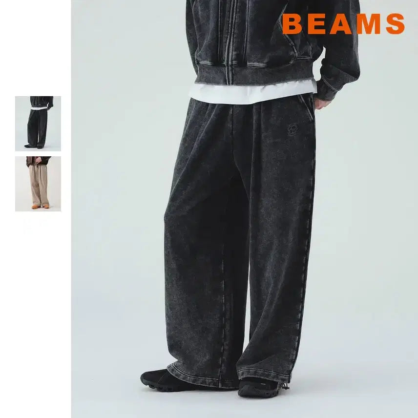[BUNJANG] Beams Heart Snow Wash Wide Sweatpants / 빔즈 하트 스노우워시 와이드 스웨트 팬츠