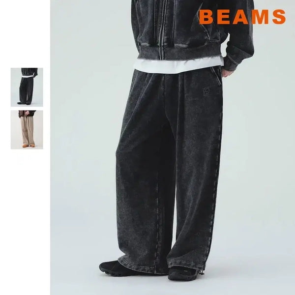 [BUNJANG] Beams Heart Snow Wash Wide Sweatpants / 빔즈 하트 스노우워시 와이드 스웨트 팬츠