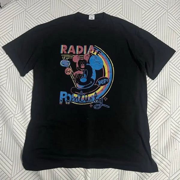 [BUNJANG] Disney Mickey Mouse Damaged Sleeve Graphic T-Shirt XL / 디즈니 미키마우스 데미지 반팔 XL 한정판 애니 캐릭터 반팔티