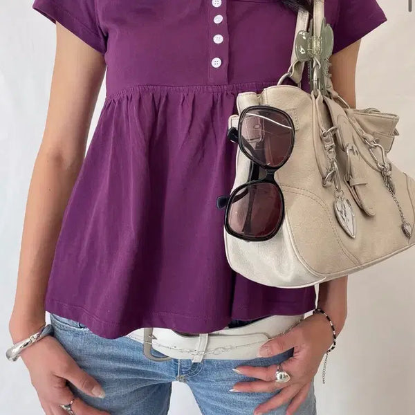 [BUNJANG] Dimanche Lily T-shirt (Purple) / 디망쉬 Lily T-shirt (purple)