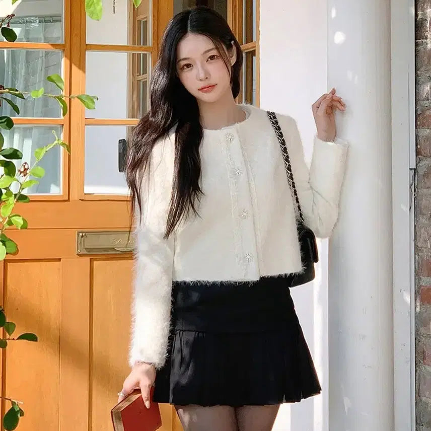 [BUNJANG] MilkCocoa Cream Glow Tweed Jacket / 밀크코코아 크림 글로우 트위드 자켓 새상품