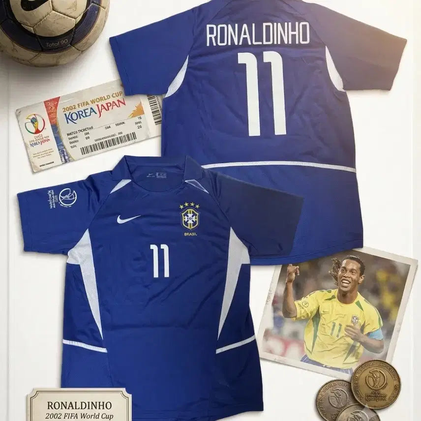 [BUNJANG] Brazil National Football Team 2002 Korea-Japan World Cup Ronaldinho Away Jersey / 2002 한일월드컵 브라질 호나우지뉴 원정 유니폼 팝니다