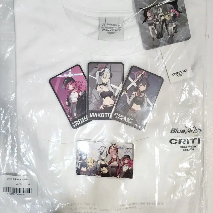 [BUNJANG] Blue Archive Musinsa Manmajeon T-Shirt XL (Sealed) & 4 Photocards / 블루아카이브 무신사 만마전 티셔츠XL 미개봉 포카 4종