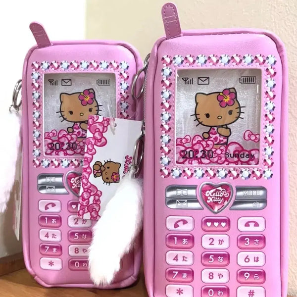 [BUNJANG] Hello Kitty Tanning Kitty Handphone Shape Pouch Pencil Case / 헬로키티 태닝키티 핸드폰 모양 파우치 필통
