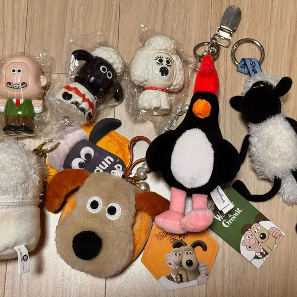 [BUNJANG] Wallace & Gromit Character Keychain Figure Set Bundle / 월레스와 그로밋 캐릭터 키링 피규어 세트 일괄