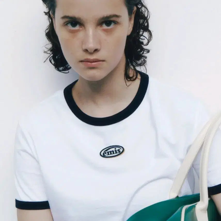 [BUNJANG] EMIS Ringer T-shirt White/Black / 이미스 링거티 화이트/블랙