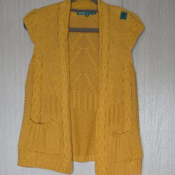 [BUNJANG] Mustard Cable Knit Open Cardigan / 85/톰보이 니트 오픈 가디건
