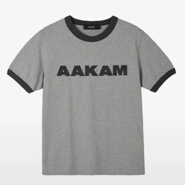 [BUNJANG] Arkham Logo Patch Ringer T-Shirt Size 1 Gray / 아캄 로고 패치 링거티 1사이즈 그레이