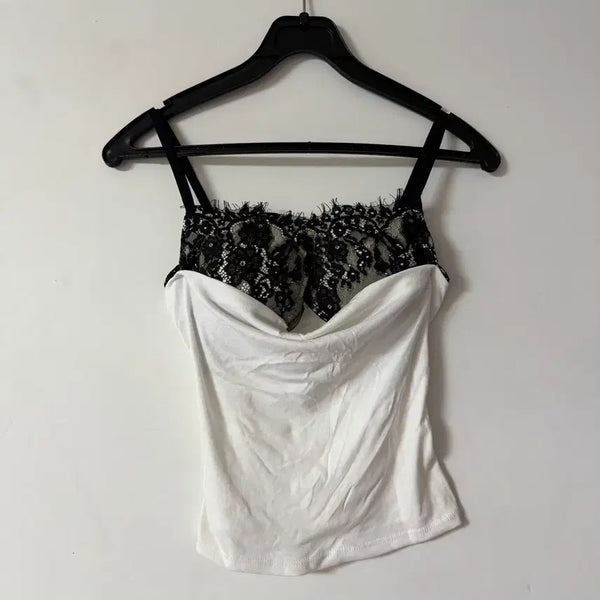 [BUNJANG] Women's Lace Trim Camisole with Built-in Bra / 새상품 여자 레이스 트임 캡내장 나시