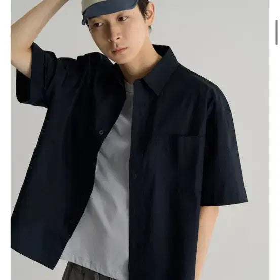 [BUNJANG] 8seconds Cropped Washed T-Shirt Black / 에잇세컨즈 크롭 워시드 반팔 셔츠 블랙