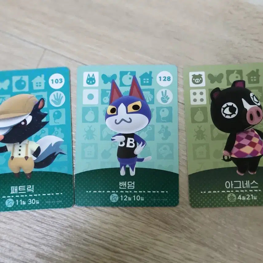 [BUNJANG] Animal Crossing Amiibo Cards (Official) - Patrick, Biskit, Agnes - Bundle Set / (정품)모동숲 동물의숲 아미보 카드 패트릭, 밴덤, 아그네스 일괄