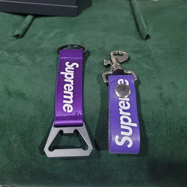 [BUNJANG] Supreme Bottle Opener Keychain & Leather Keychain Set / 슈프림 키루프 키체인 키링