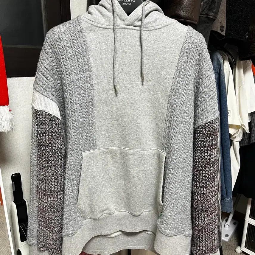 [BUNJANG] Andersson Bell Contrast Sweat Hoodie Grey / 앤더슨벨 콘트라스트 스웻 후드