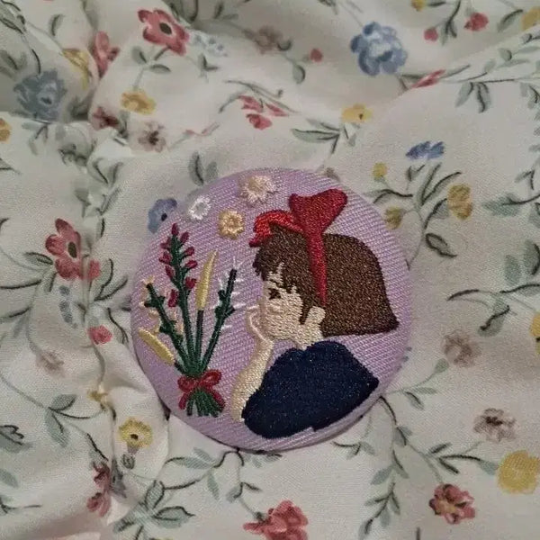 [BUNJANG] Ghibli Kiki's Delivery Service Embroidered Can Badge / 오늘만!)급전)(지브리 일본정품) 자수 캔뱃지 마녀배달부키키 지지 굿즈