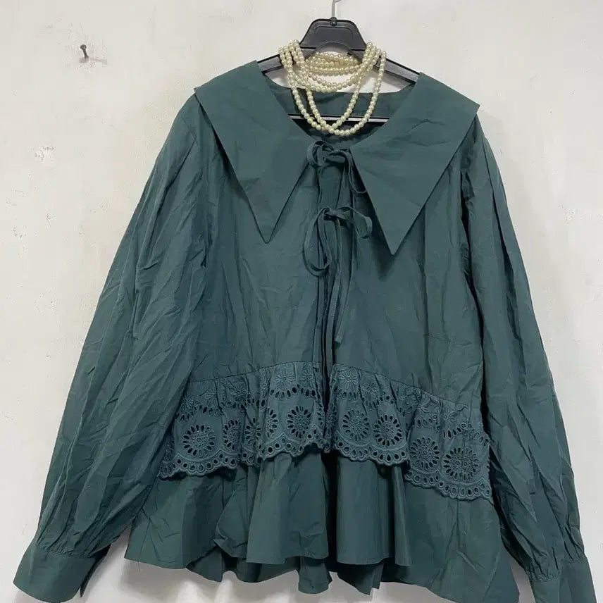 [BUNJANG] Korean Style Colorblock Ribbon Blouse / 특가새)N6676  카라 레아스배색 블라우스.리본