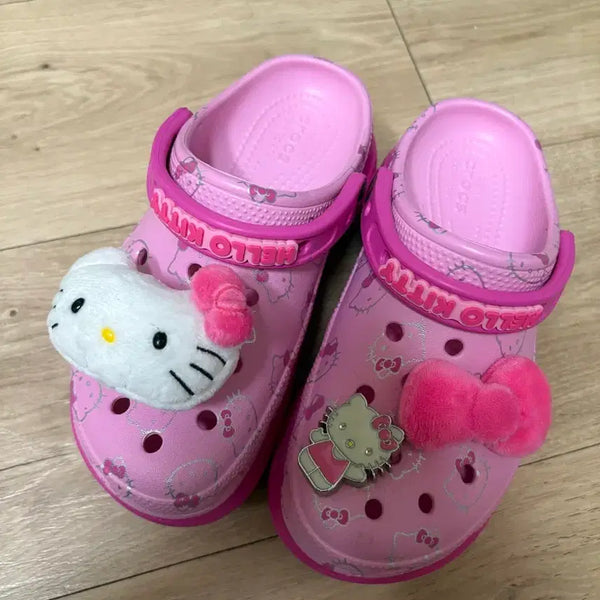 [BUNJANG] Crocs x Hello Kitty Collaboration Sandals (W5) / 크록스정품 헬로키티 콜라보 (W5) 220