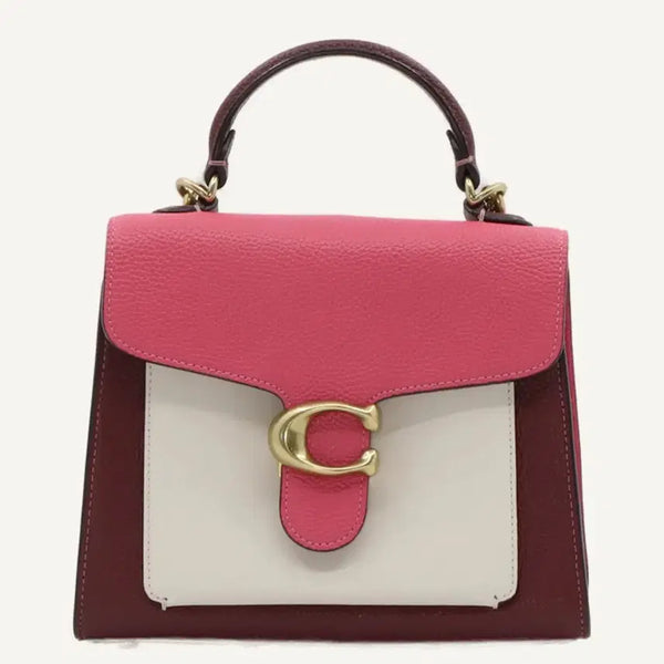 [BUNJANG] Coach Tabby Top Handle 2-Way Bag Pink/White/Burgundy / 코치 태비 탑 핸들 2way 백 핑크/화이트/버건디