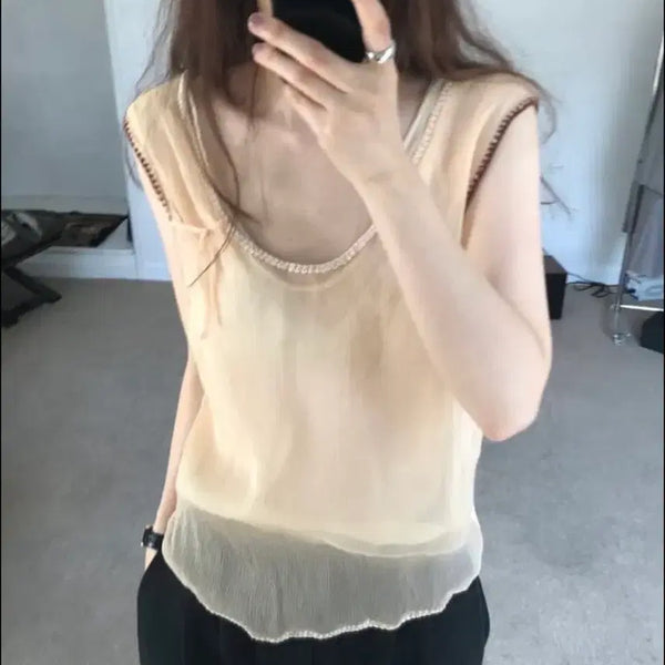 [BUNJANG] Marni Layered Silk Sleeveless Top / 마르니 레이어드 실크 슬리브리스