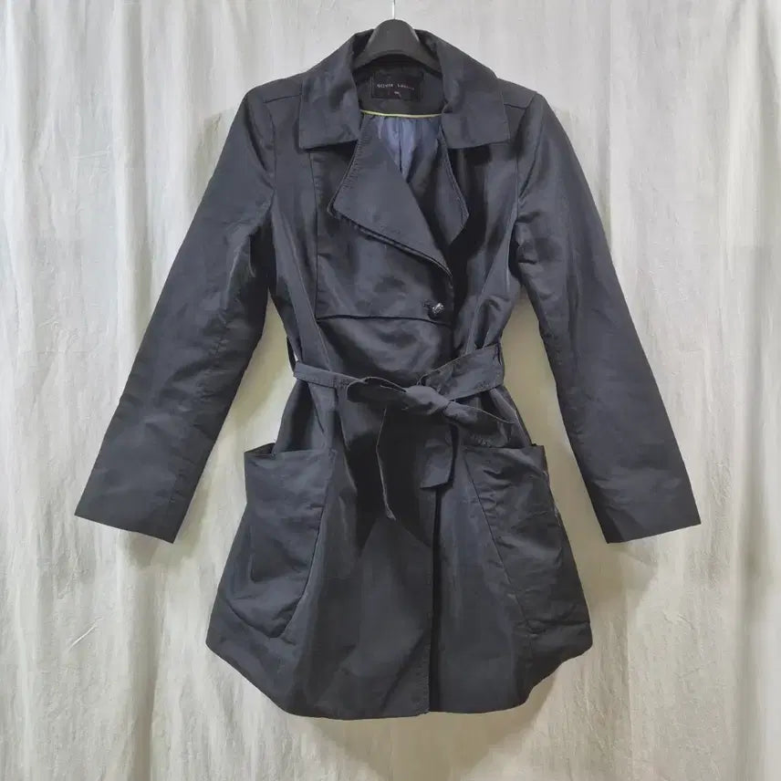 [BUNJANG] Olivia Lauren Black Poly Trench Coat / 올리비아로렌 블랙 폴리 트렌치 코트