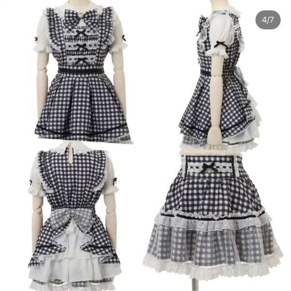 [BUNJANG] Liz Lisa Gingham Tweed Setup Black / 리즈리사 lizlisa 깅엄트위드셋업 블랙