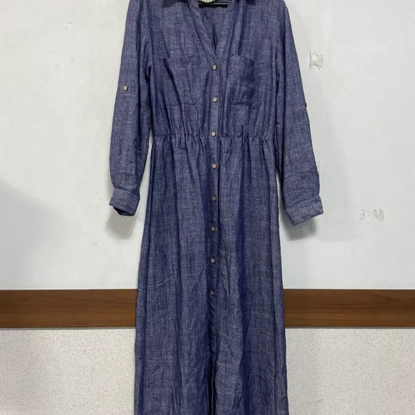 [BUNJANG] ZARA Linen Shirt Maxi Dress / N6681 ZARA 자라 린넨 셔츠 롱 원피스.청스타일.데님.맥시.롤업