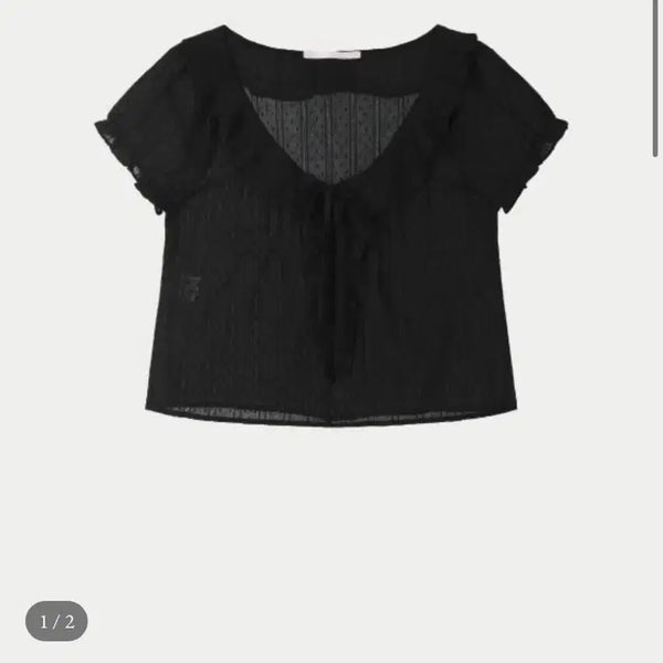 [BUNJANG] YUSOP Jane Ruffle Blouse (Black) / 유솝 블라우스 Jane ruffle blouse (black) 제인 블라우스