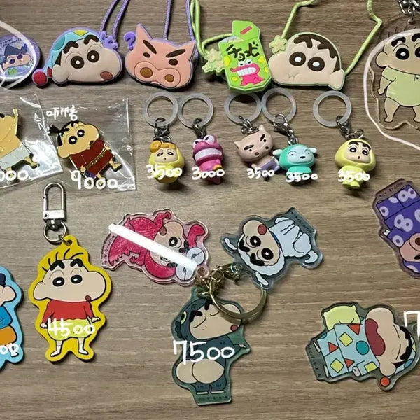 [BUNJANG] Shin-chan & Chul-soo Japanese Acrylic Pin Badge & Keychain Set / 짱구 철수 메지루시 가챠 핀뱃지 일본 아크릴 키링 아기 시나모롤 부리