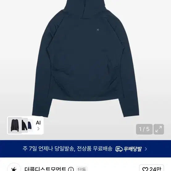 [BUNJANG] The Coldest Moment Navy Hoodie M / 더콜디스트모먼트 후드티 네이비 M