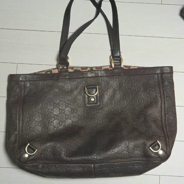 [BUNJANG] Gucci Dark Brown GG Logo Sema Gold D-Ring Tote Bag / Gucci(구찌) 다크브라운 GG로고 씨마 금장 D링 토트백