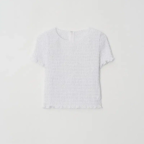 [BUNJANG] Atelier Edition Smocked Sleeve Blouse White / 아뜰리에에디션 스모크 슬리브 블라우스 Smocked Blouse