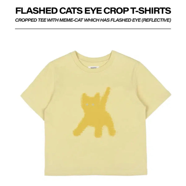 [BUNJANG] AEAE Flashed Cats Eye Crop T-Shirt Yellow OS / AEAE FLASHED CATS EYE CROP T-SHIRTS