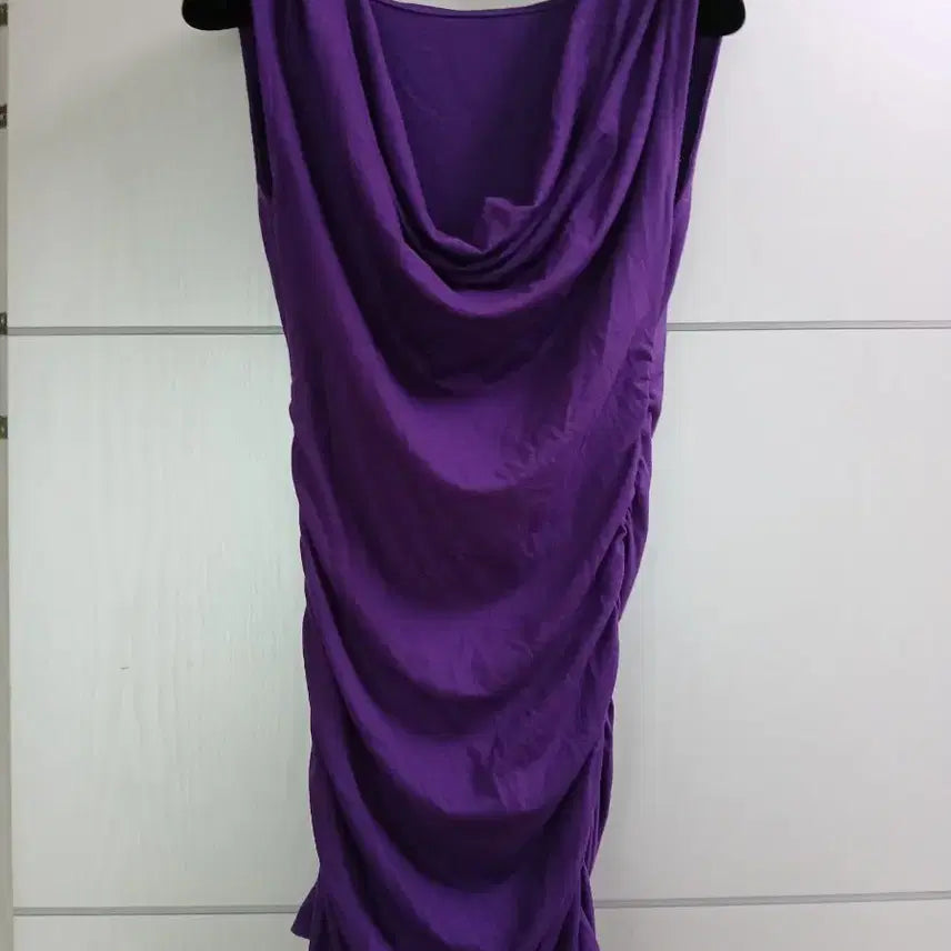 [BUNJANG] Purple Gal Drape Shirring Mini Dress / 퍼플 오네갸루 드레이프 셔링 원피스