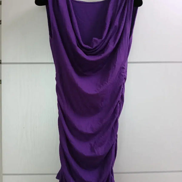 [BUNJANG] Purple Gal Drape Shirring Mini Dress / 퍼플 오네갸루 드레이프 셔링 원피스