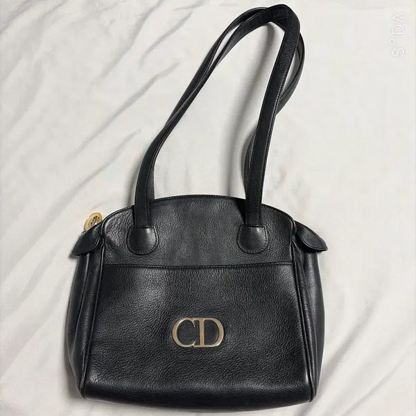 [BUNJANG] Christian Dior Vintage Leather CD Logo Shoulder Bag Black / 크리스찬 디올 빈티지 레더 CD 로고 숄더백 블랙