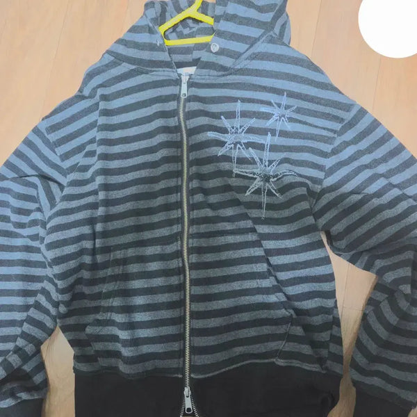 [BUNJANG] UNTITLED Stellrina Night Stripe Hoodie Black M / 언타이틀 스테리나잇 스트라이프 후드집업 블랙M