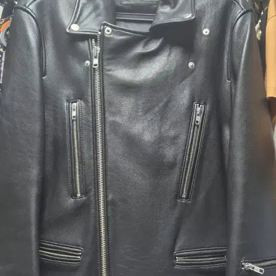 [BUNJANG] Vivastudio Black Leather Rider Jacket / 비바스튜디오 블랙 가죽 라이더 자켓