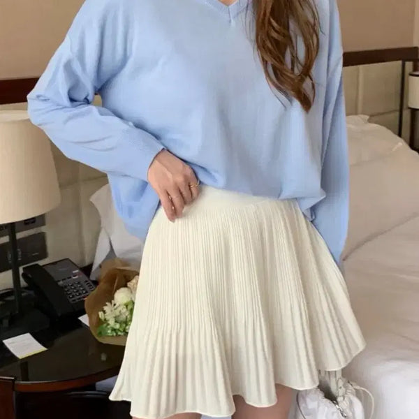 [BUNJANG] Ivory Pleated Skirt Set / 여성 치마 / 테니스치마 / 데이트룩 치마 / 미니스커트