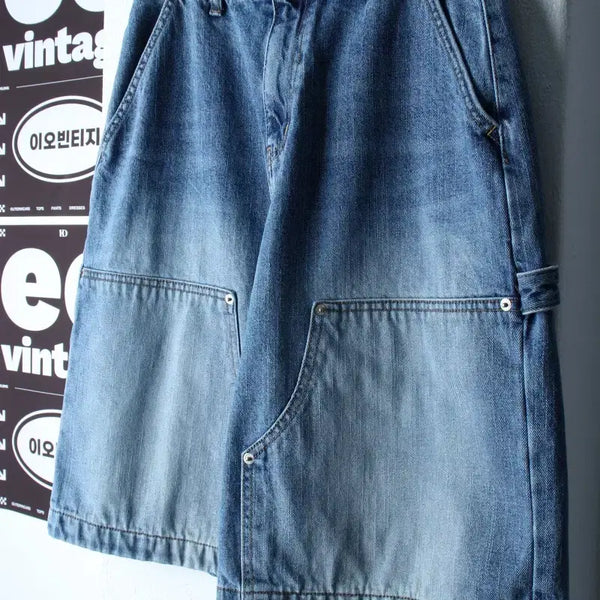 [BUNJANG] Midnight Move Double Knee Carpenter Denim Bermuda Shorts / (S) 미드나잇무브 반바지 팬츠 버뮤다 데님 청 더블니 카펜터-P1048