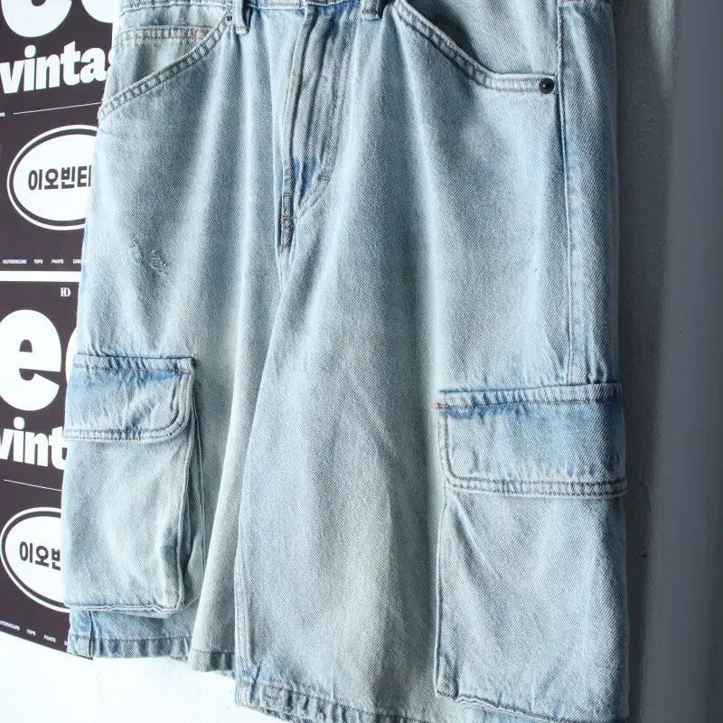 [BUNJANG] ZARA Bermuda Denim Cargo Shorts (L-XL, Light Wash) / (L-XL) 자라 반바지 팬츠 버뮤다 데님 연청 카고-P10489