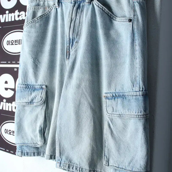 [BUNJANG] ZARA Bermuda Denim Cargo Shorts (L-XL, Light Wash) / (L-XL) 자라 반바지 팬츠 버뮤다 데님 연청 카고-P10489