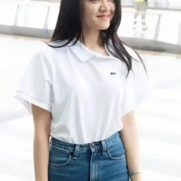 [BUNJANG] Lacoste Diagonal Placket T-Shirt White Size 34 / 라코스테 사선 플라켓 34