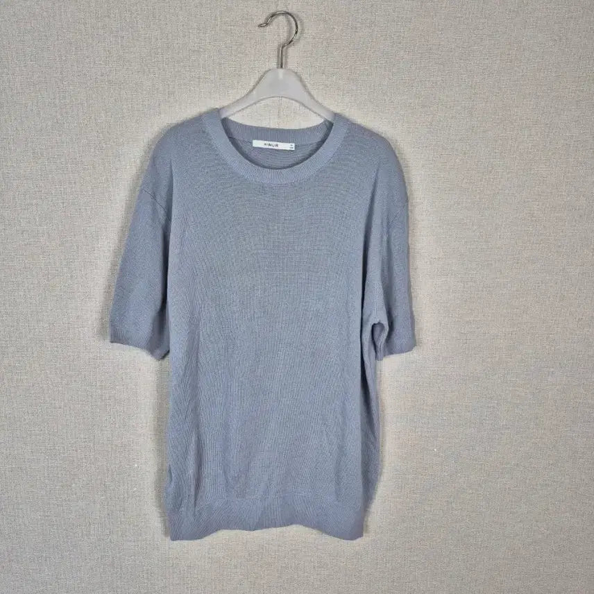 [BUNJANG] KIIMUIR Round Neck Short Sleeve Knit (Grey-Blue) / (#66,77추천)KIIMUIR 라운드넥 반팔 니트