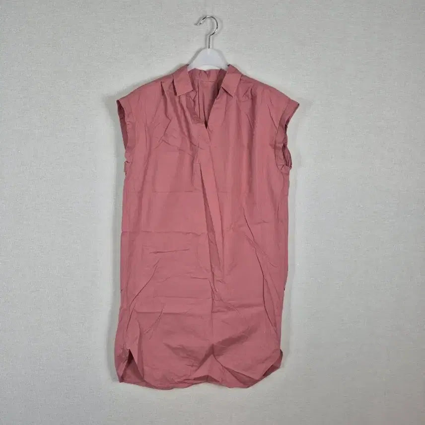 [BUNJANG] Coral Pink 100% Cotton V-Neck Sleeveless Maxi Dress / (#77,88추천)빅사이즈 면100% 코랄핑크 V넥  나시 원피스