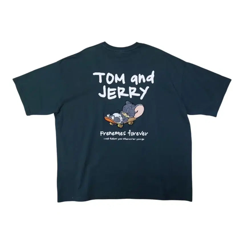 [BUNJANG] Tom & Jerry Embroidered Cotton T-Shirt Forest Green XL / 택포) 정품 톰과제리 반팔티셔츠 3XL