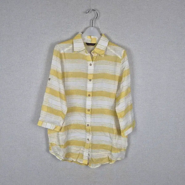 [BUNJANG] Yellow Stripe Linen-Feel Shirt Blouse / (#55,66추천)옐로우 스트라이프 셔츠블라우스