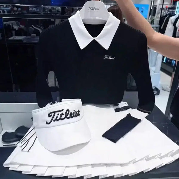 [BUNJANG] Titleist Knit Top and Pleated Skirt Set / 타이틀리스트 니트 치마 세트