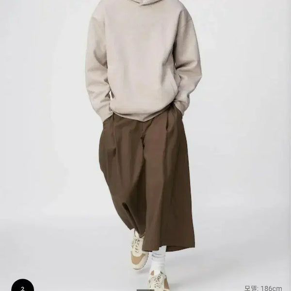 [BUNJANG] Uniqlo C Pinched Wide Cotton Culottes Pants Brown XL / 유니클로C 핀턱 와이드 코튼 큐롯팬츠 브라운 (XL)