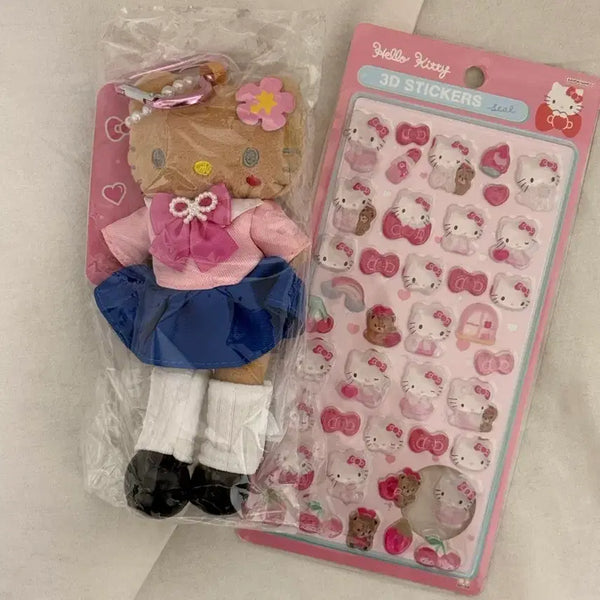 [BUNJANG] Hello Kitty 3D Sticker & Long-Legged Keychain Set / 헬로키티 3D 스티커 & 롱다리 키링